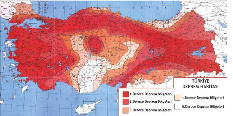 Şekil 1. Türkiye Deprem Haritası